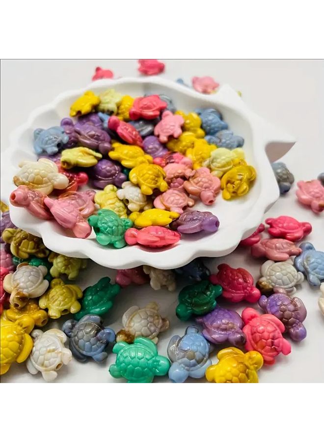 50 قطعة من خرز السلاحف البحرية الأكريليكي، أصداف DIY للتعليقات، لصنع المجوهرات، قلادة، سوار، خرز للحرف اليدوية البحرية - Image 1